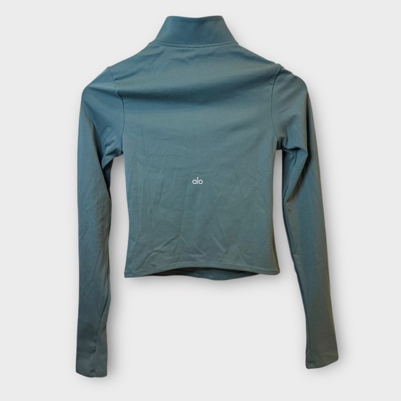 Alo Yoga SoftSculpt Precision ¼ Zip Long Sleeve – Size S (Olive Green) - Picture 3 of 9